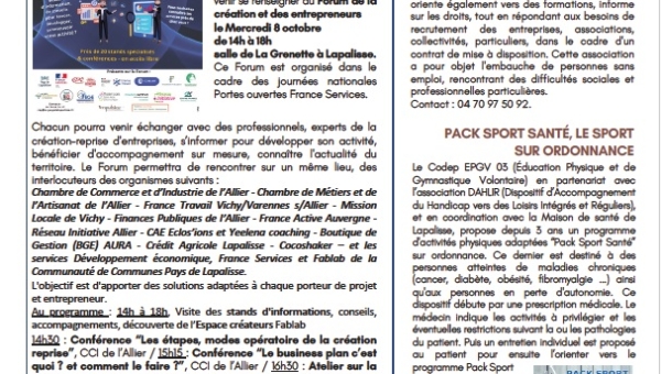 Lettre d'informations 2025 - N°22 Maison France Services Pays de Lapalisse